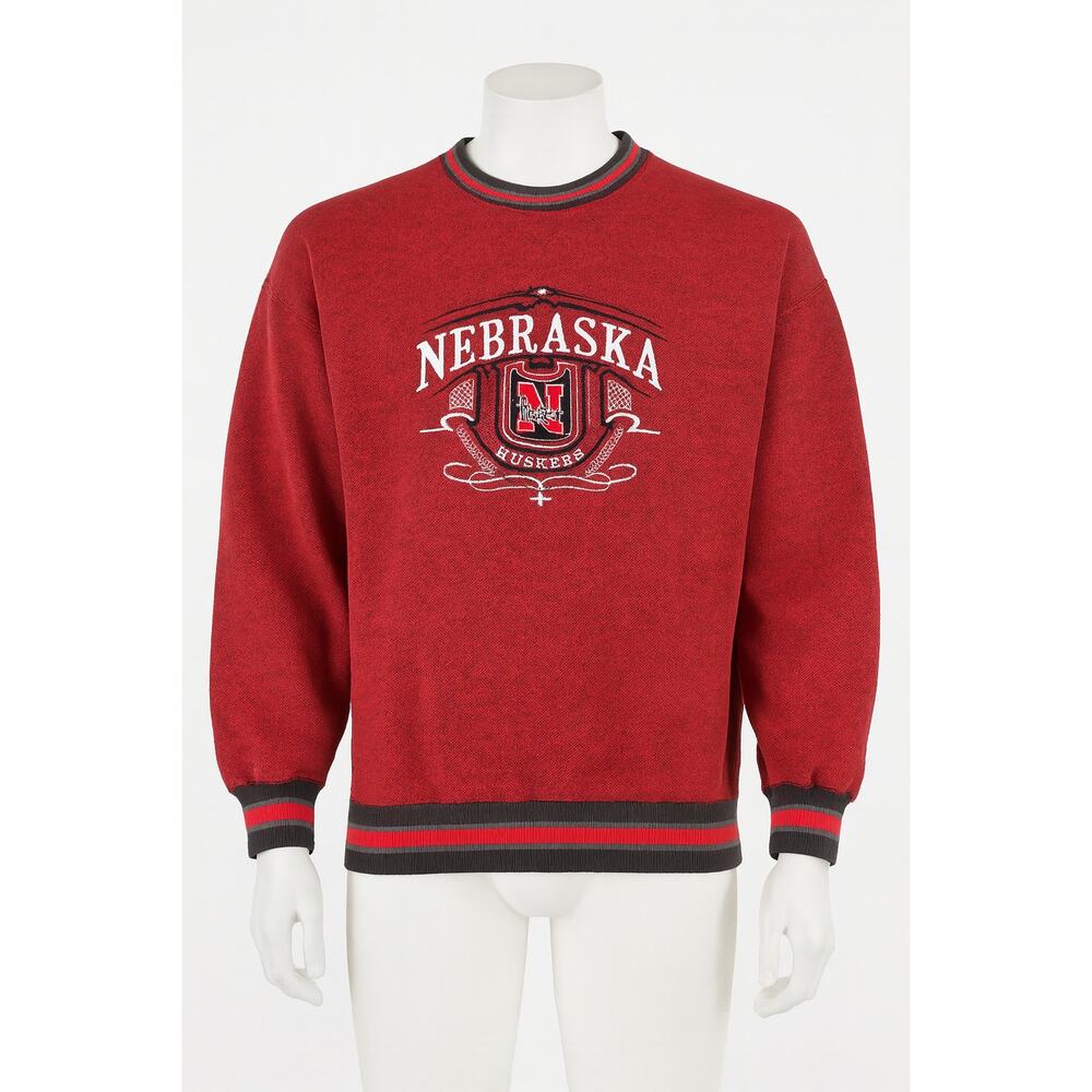 Vintage Nebraska Cornhuskers Crewneck Sweatshirt L Embroidered 90s Dadcore